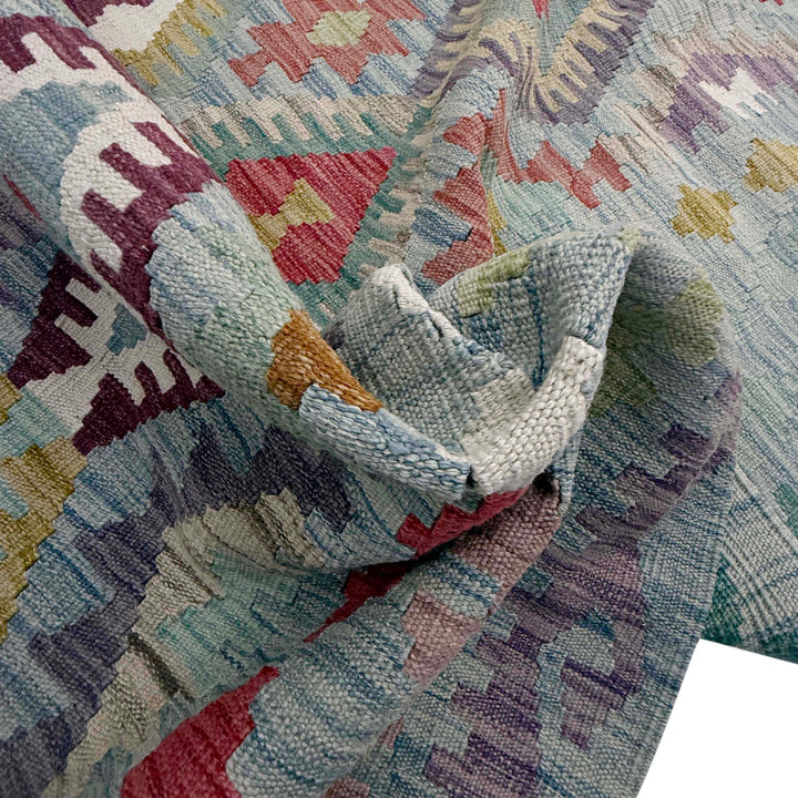 Afghan Kilim Rug 6' 7" x 9' 6" Flat-Weave texture