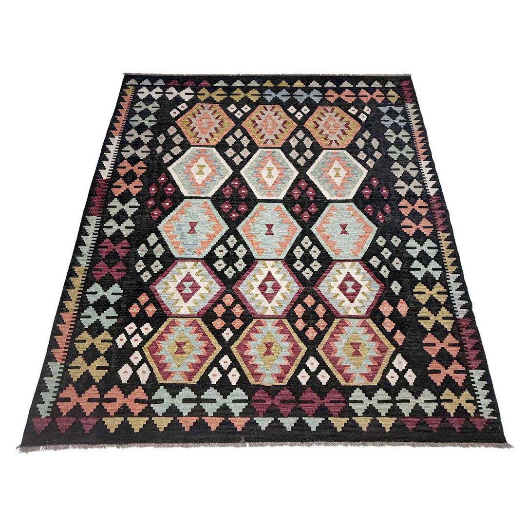 Afghan Kilim Rug 6' 7" x 9' 10" Flat-Weave | No. AL92777