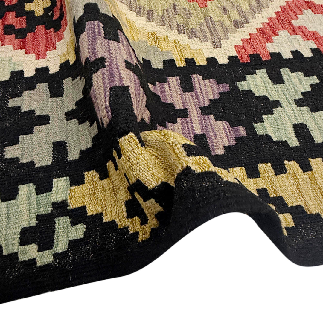 Afghan Vegetable Kilim Rug 6' 8" x 9' 11" Flat-Weave | No. AL284011