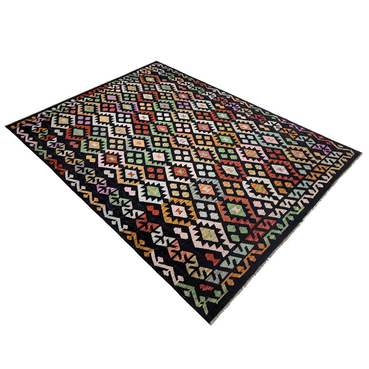 Afghan Vegetable Kilim Rug 6' 6" x 9' 7" Flat-Weave view