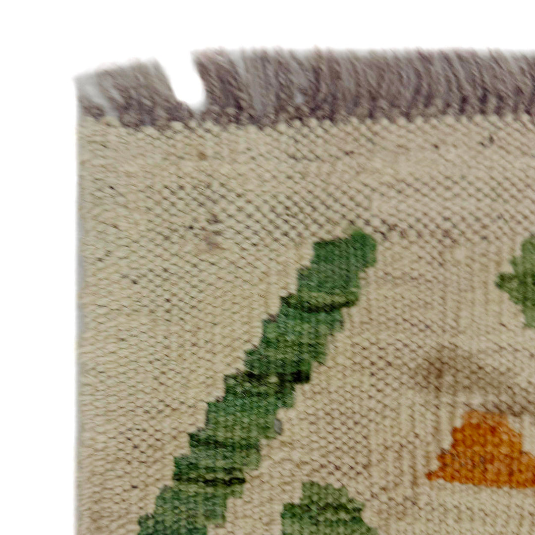 Afghan Vegetable Kilim Rug 2' 7" x 7' 7" Flat-Weave pattern