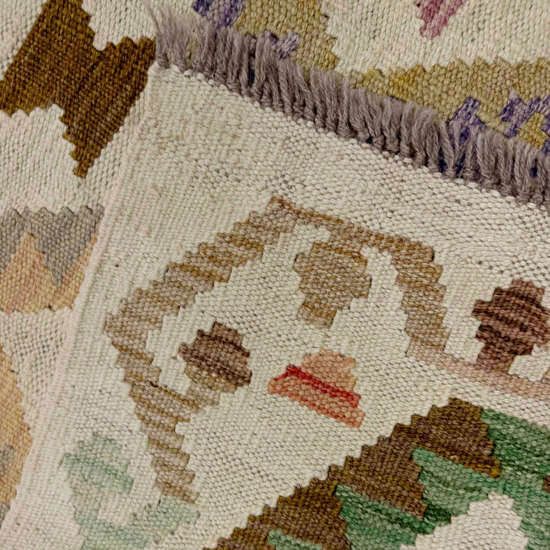 Afghan Vegetable Kilim Rug 2' 7" x 7' 7" Flat-Weave border