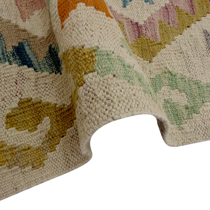 Afghan Vegetable Kilim Rug 2' 7" x 7' 7" Flat-Weave field
