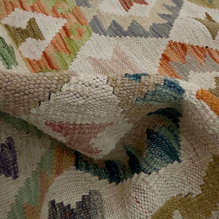 Afghan Vegetable Kilim Rug 2' 7" x 7' 7" Flat-Weave texture
