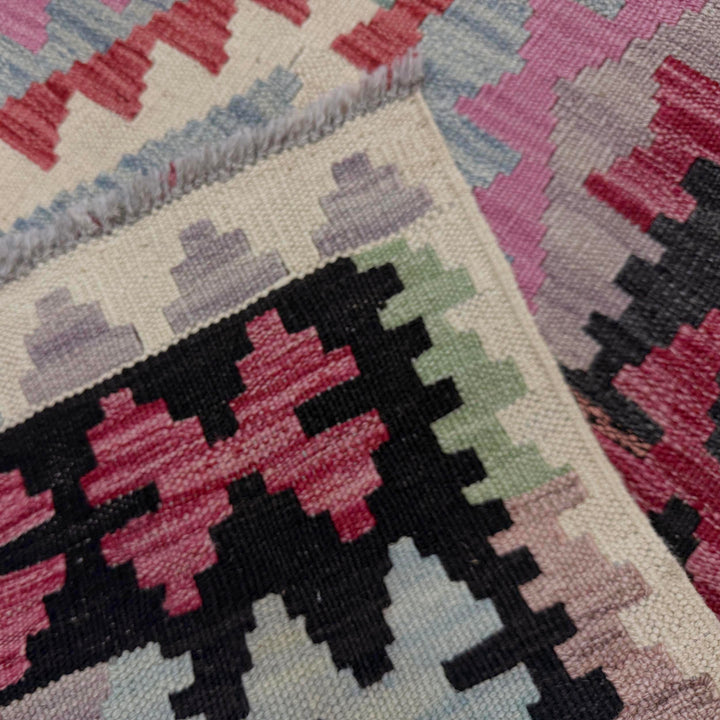 Afghan Vegetable Kilim Rug 2' 7" x 6' 7" Flat-Weave border