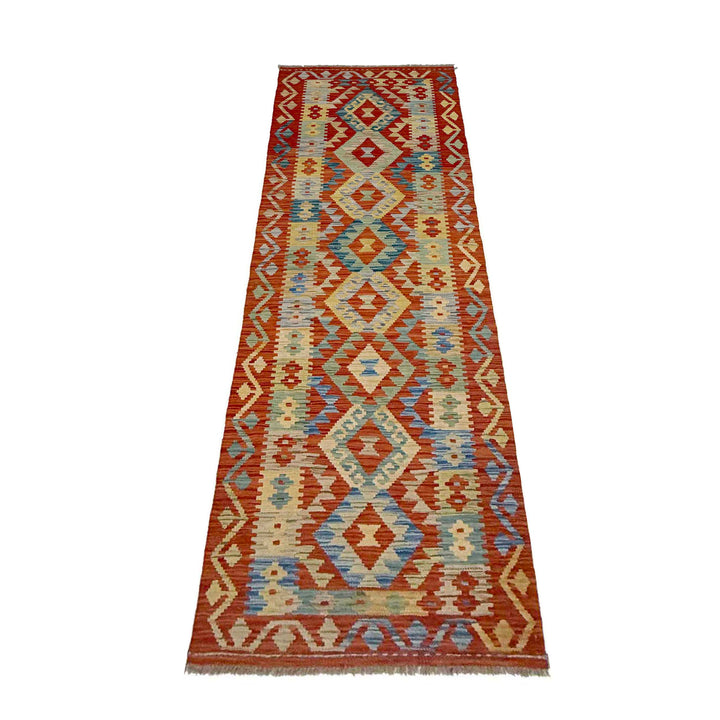 Afghan Vegetable Kilim Runner 2' 7" x 9' 10" Flat-Weave detail