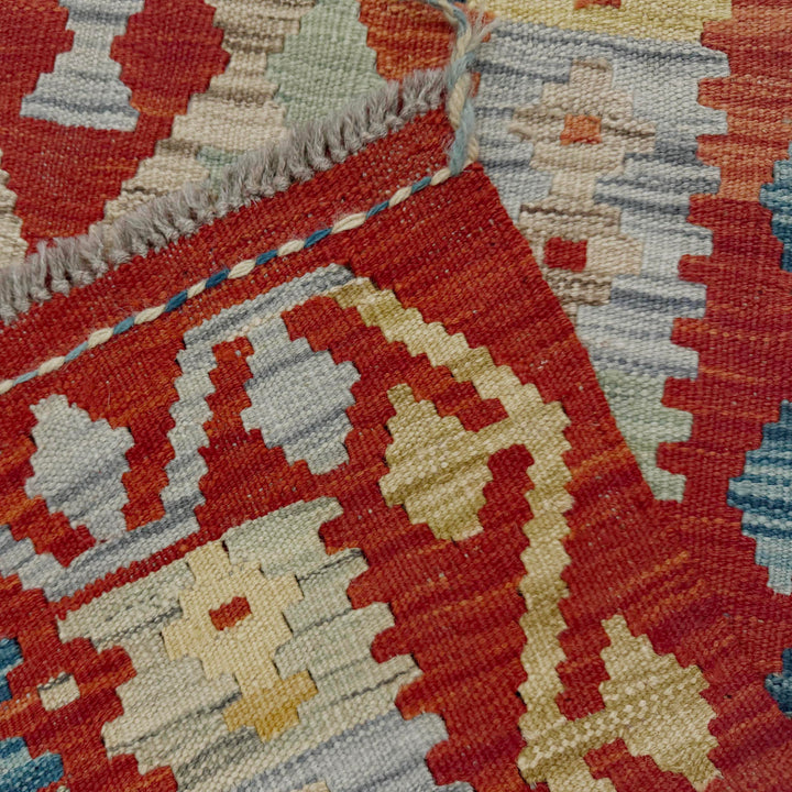 Afghan Vegetable Kilim Runner 2' 7" x 9' 10" Flat-Weave border