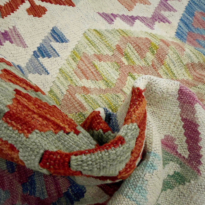Afghan Vegetable Kilim Rug 2' 1" x 5' 7" Flat-Weave texture