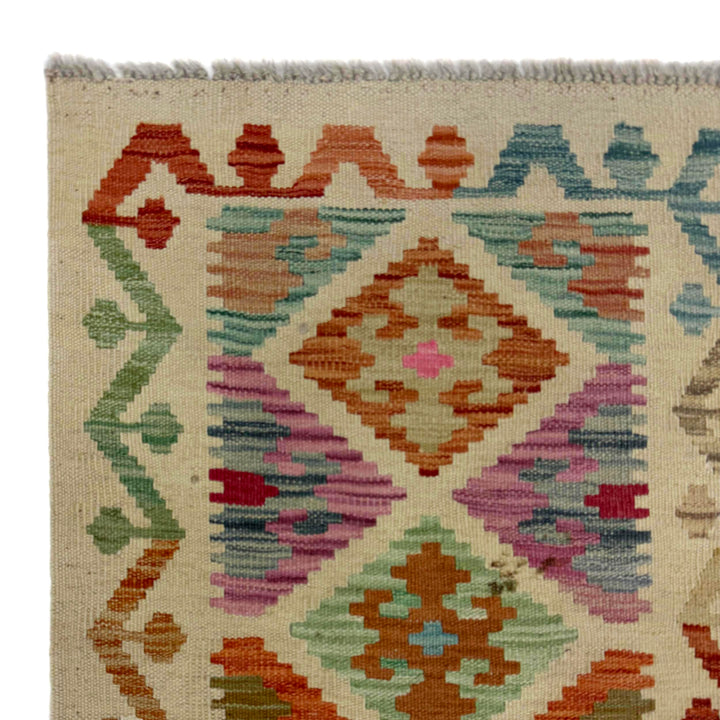 Afghan Vegetable Kilim Rug 1' 10" x 5' 9" Flat-Weave pattern