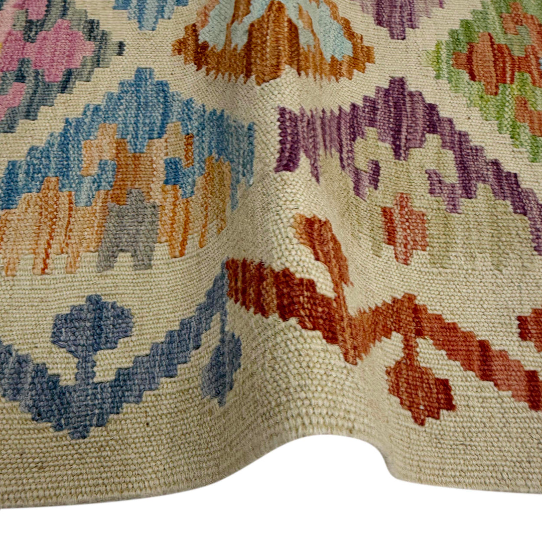 Afghan Vegetable Kilim Rug 1' 10" x 5' 9" Flat-Weave field
