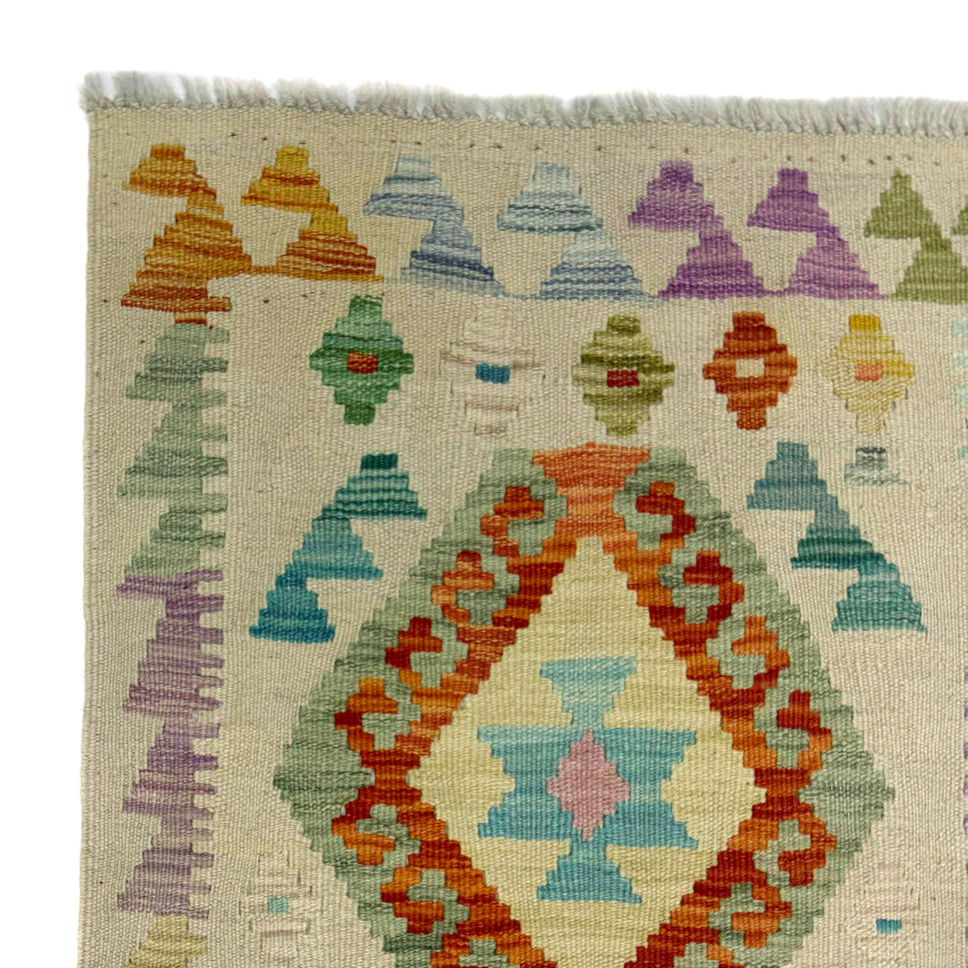 Afghan Vegetable Kilim Rug 1' 10" x 5' 8" Flat-Weave pattern