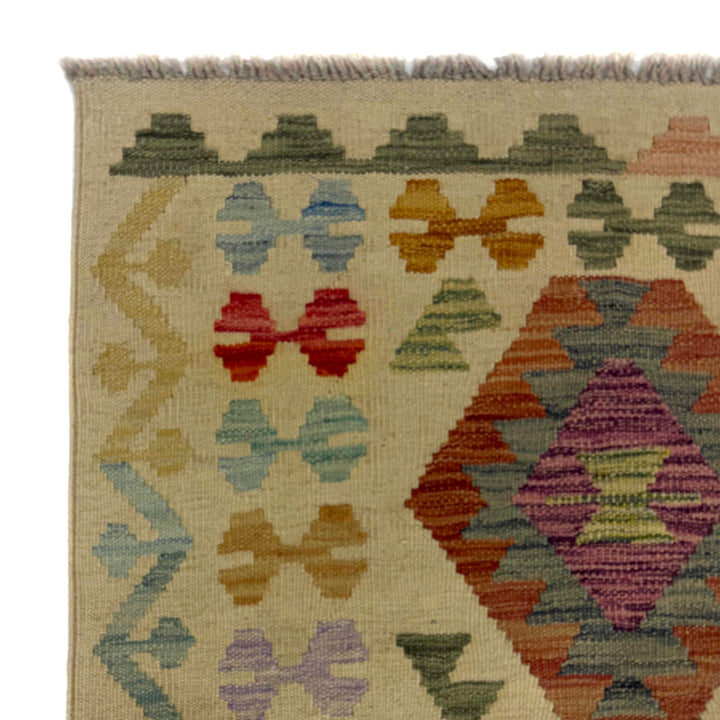 Afghan Vegetable Kilim Rug 2' 7" x 9' 9" Flat-Weave pattern