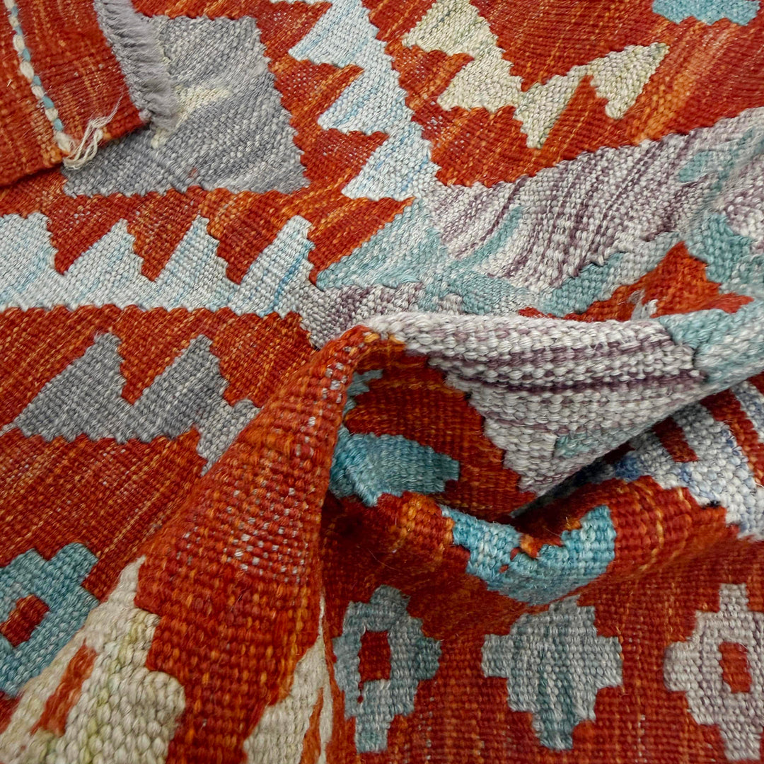 Afghan Vegetable Kilim Rug 2' 1" x 5' 2" Flat-Weave texture