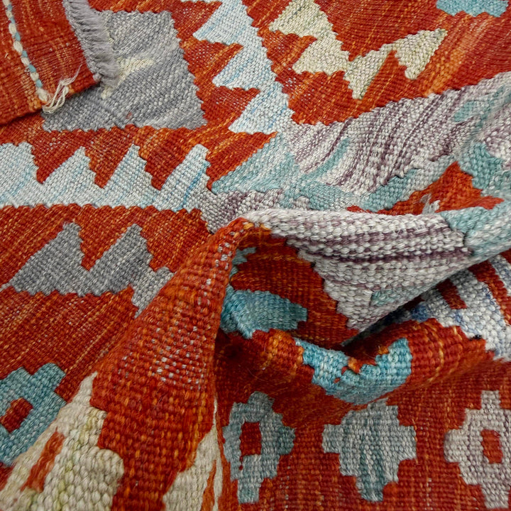 Afghan Vegetable Kilim Rug 2' 1" x 5' 2" Flat-Weave texture