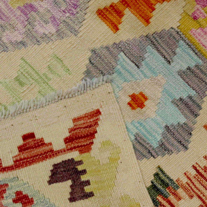 Afghan Vegetable Kilim Rug 2' 5" x 7' 1" Flat-Weave border