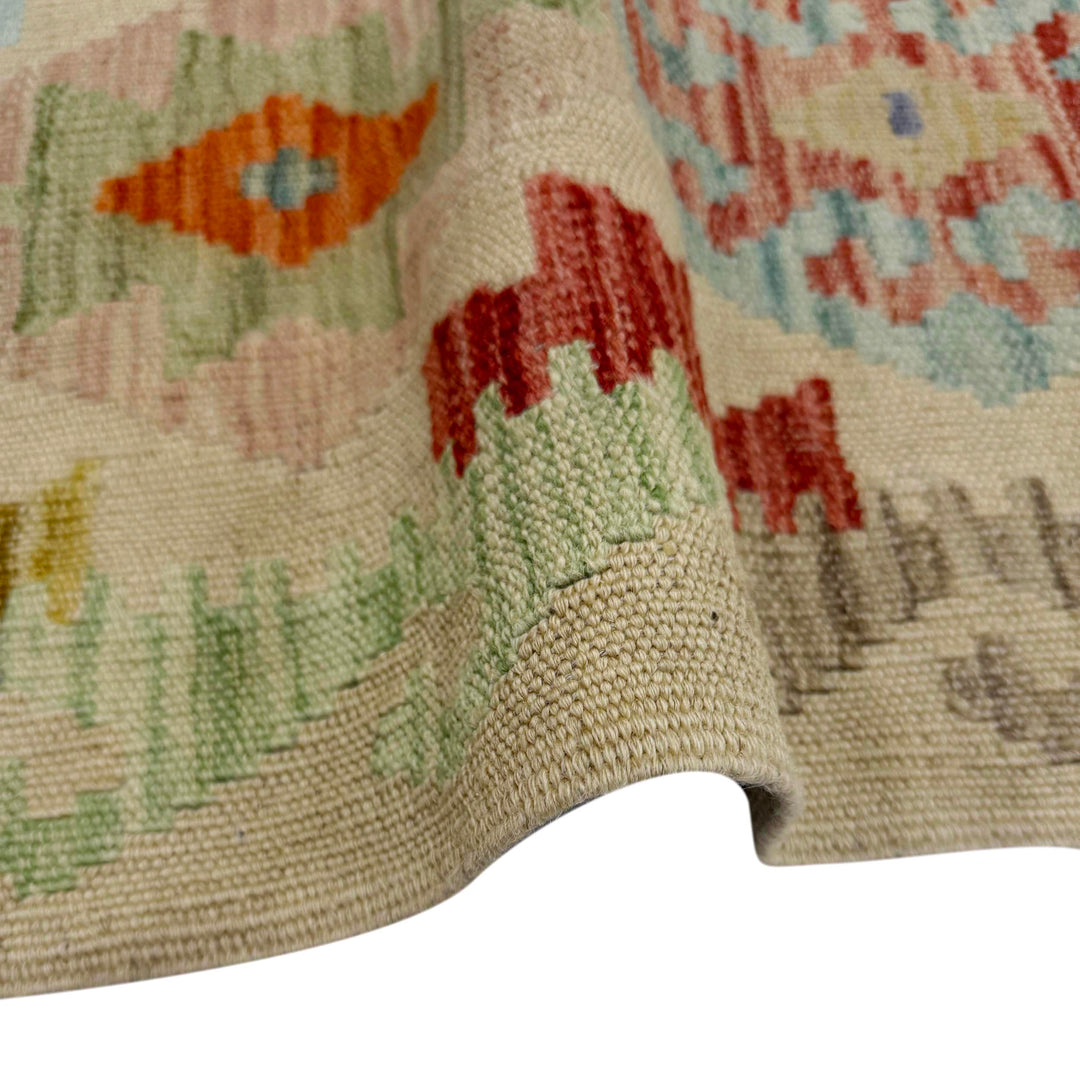 Afghan Vegetable Kilim Rug 2' 5" x 7' 1" Flat-Weave field