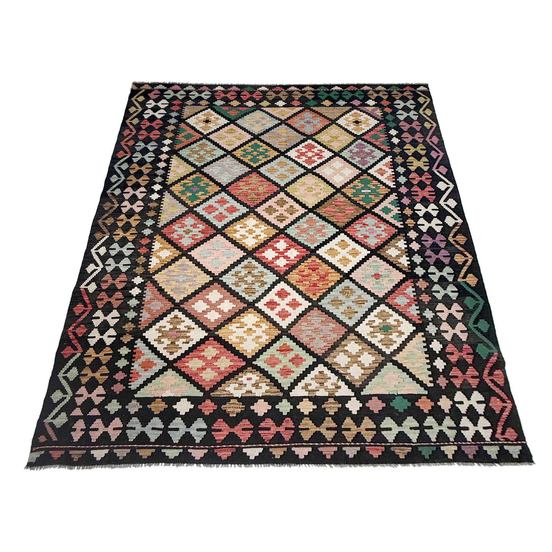 Afghan Kilim Rug 6'7" x 9'8" Flat-Weave detail
