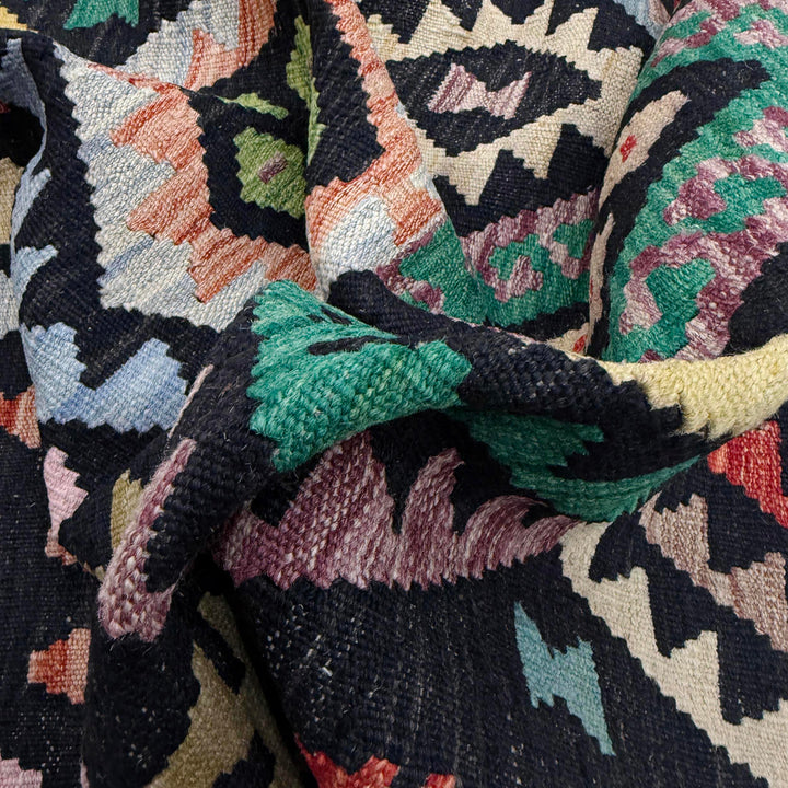 Afghan Vegetable Kilim Rug 6' 8" x 10' 1" Flat-Weave texture