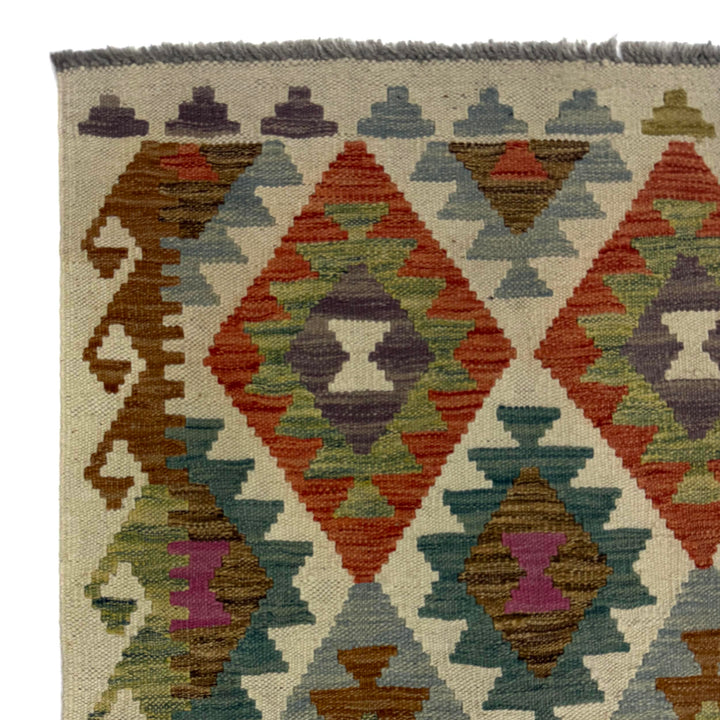 Afghan Vegetable Kilim Rug 2'6" x 9'10" Flat-Weave pattern