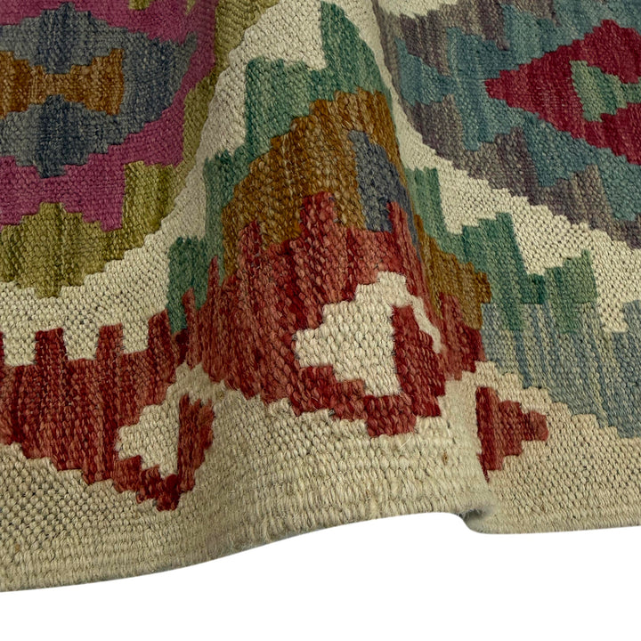 Afghan Vegetable Kilim Rug 2'6" x 9'10" Flat-Weave field