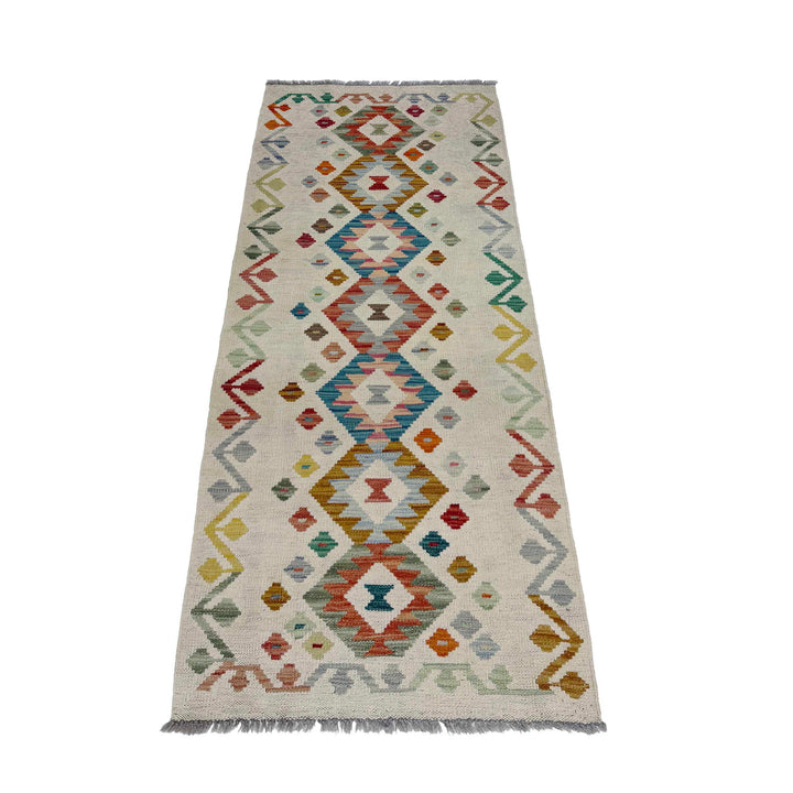 Afghan Vegetable Kilim Rug 2' 2" x 5' 11" Flat-Weave detail