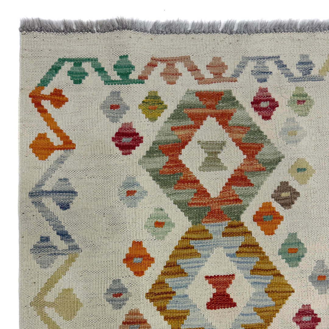 Afghan Vegetable Kilim Rug 2' 2" x 5' 11" Flat-Weave pattern
