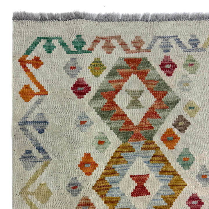 Afghan Vegetable Kilim Rug 2' 2" x 5' 11" Flat-Weave pattern