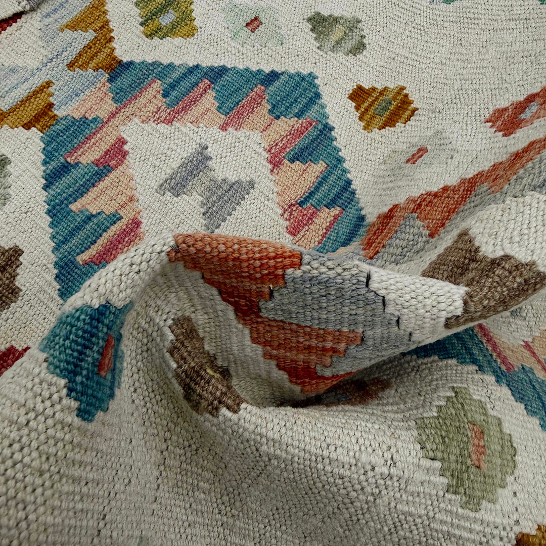 Afghan Vegetable Kilim Rug 2' 2" x 5' 11" Flat-Weave texture