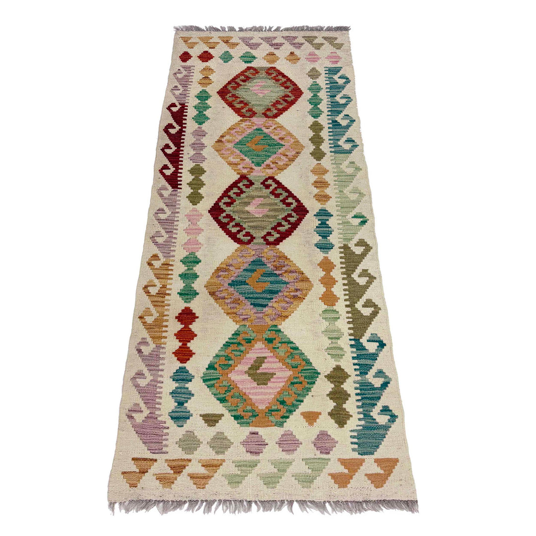 Afghan Vegetable Kelim Runner 2' 2" x 6' 4" Flat-Weave detail
