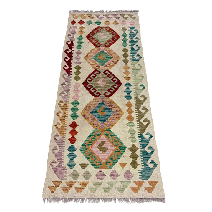 Afghan Vegetable Kelim Runner 2' 2" x 6' 4" Flat-Weave detail