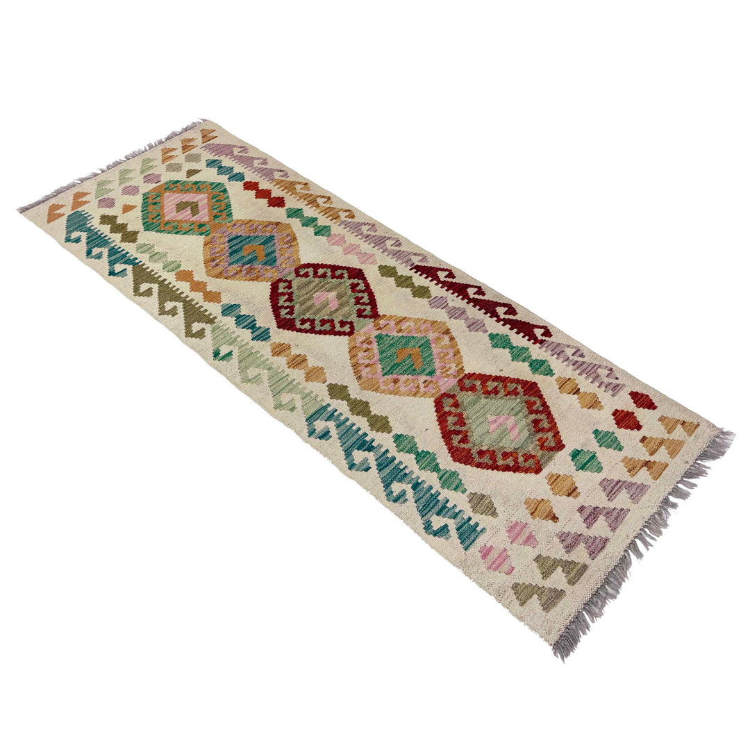 Afghan Vegetable Kelim Runner 2' 2" x 6' 4" Flat-Weave close-up