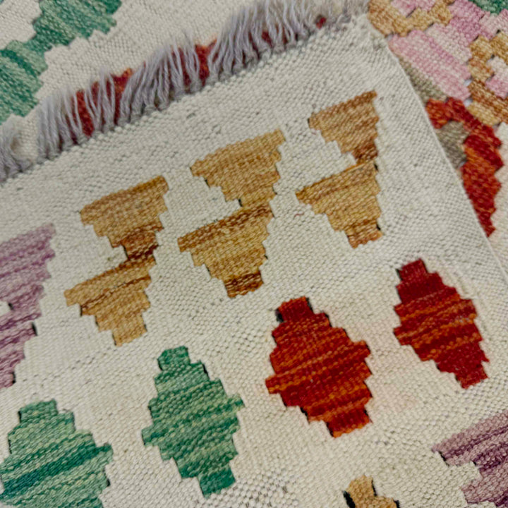 Afghan Vegetable Kelim Runner 2' 2" x 6' 4" Flat-Weave border