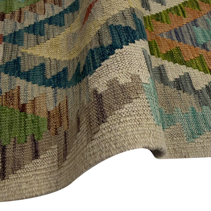 Afghan Vegetable Kilim Rug 2' 7" x 9' 11" Flat-Weave field