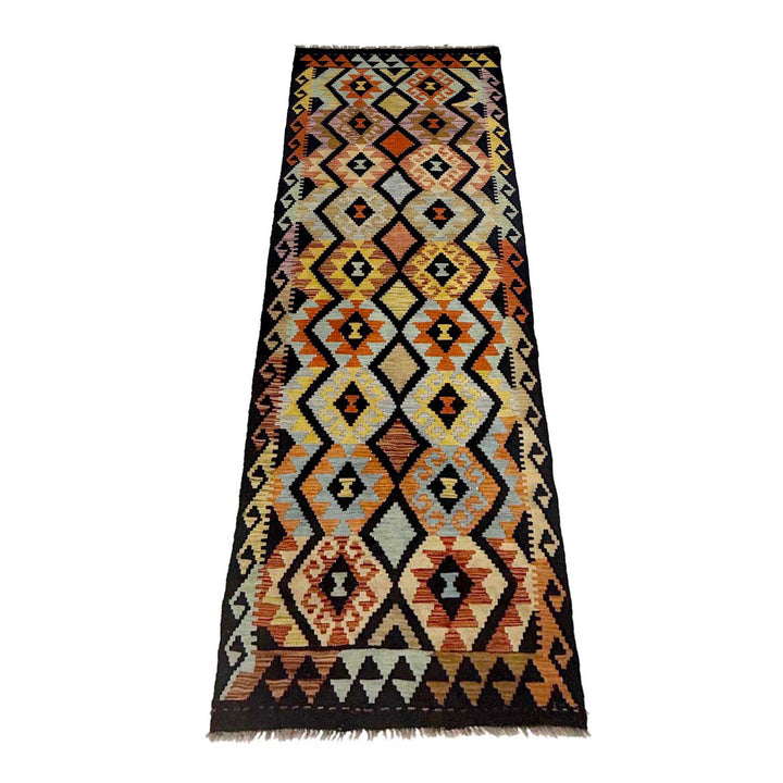 Afghan Kilim Rug 2' 9" x 9' 7" Flat-Weave detail