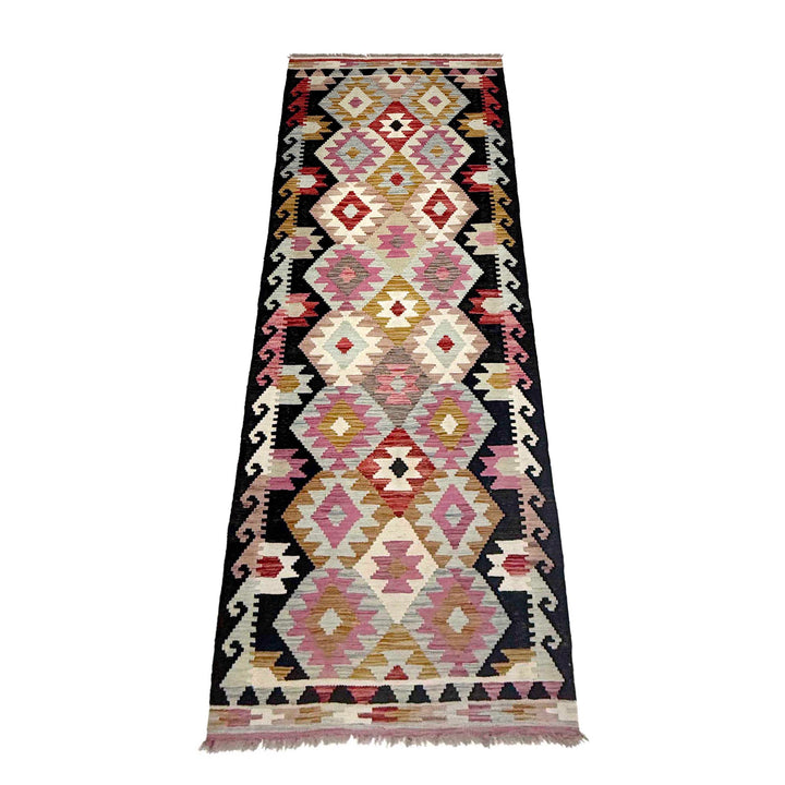 Afghan Vegetable Kilim Rug 2' 8" x 9' 5" Flat-Weave detail