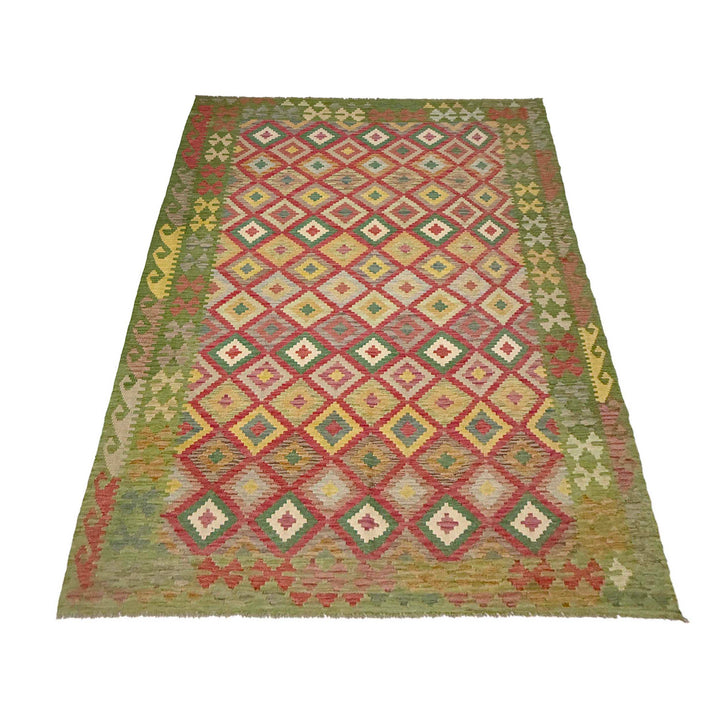 Afghan Kilim Rug 6' 7" x 9' 9" Flat-Weave | No. AL97948