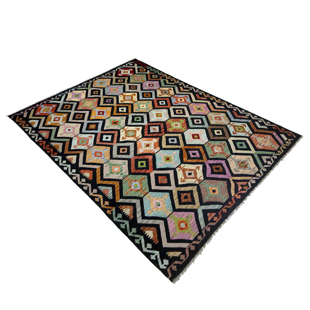 Afghan Vegetable Kilim Rug 6' 7" x 9' 9" Flat-Weave view