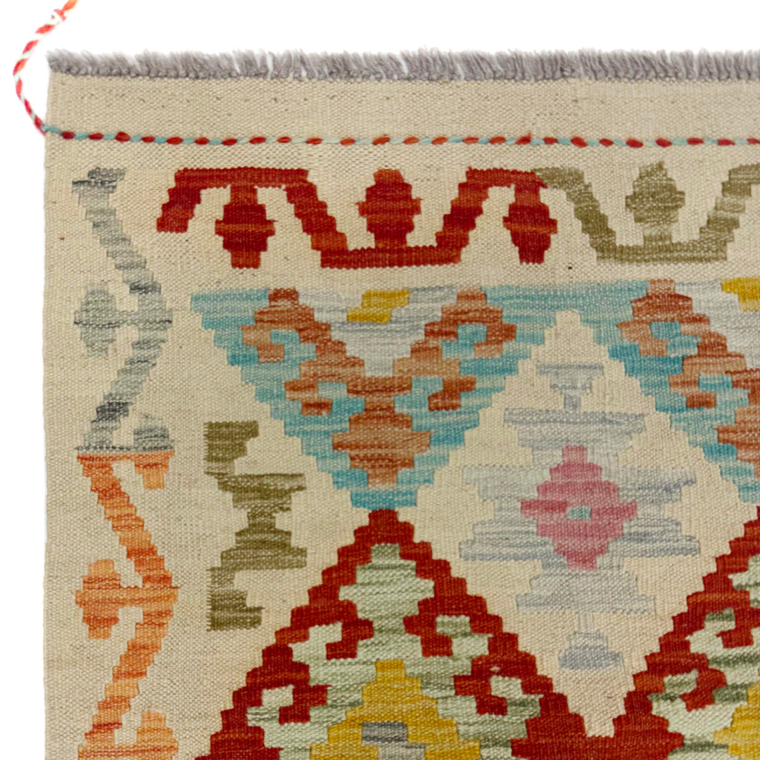 Afghan Vegetable Kilim Runner 2' 6" x 9' 9" Flat-Weave pattern
