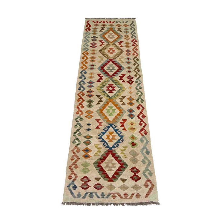 Afghan Kilim Rug 2' 5" x 9' 3" Flat-Weave detail