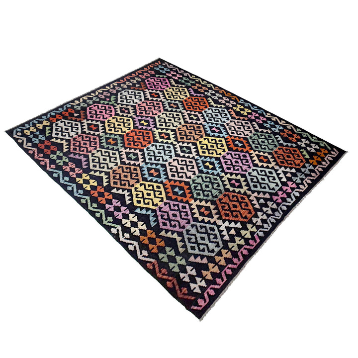 Afghan Vegetable Kilim Rug 6' 9" x 9' 9" Flat-Weave | No. AL460404