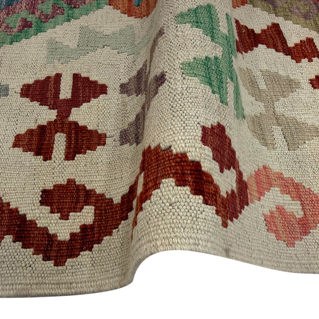 Afghan Vegetable Kilim Rug 2' 9" x 9' 7" Flat-Weave field