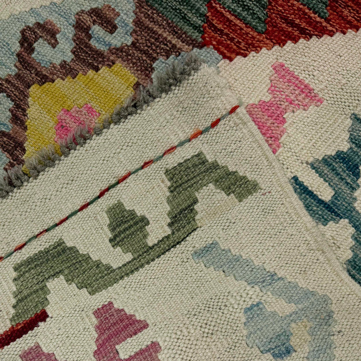 Afghan Vegetable Kilim Rug 2' 9" x 9' 7" Flat-Weave border