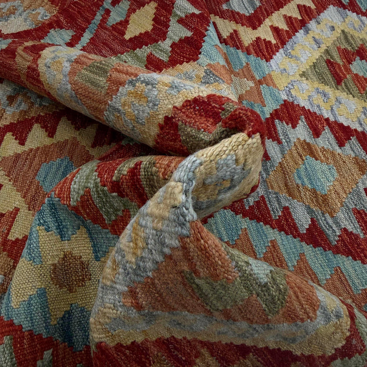 Afghan Vegetable Kilim Rug 2' 9" x 9' 1" Flat-Weave texture