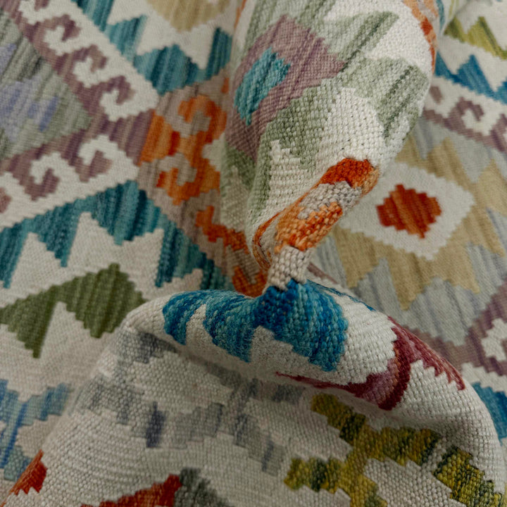 Afghan Vegetable Kilim Rug 2' 9" x 9' 8" Flat-Weave texture