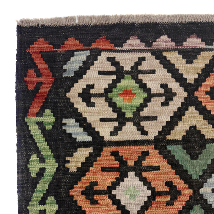 Afghan Vegetable Kilim Rug 6' 4" x 9' 9" Flat-Weave pattern