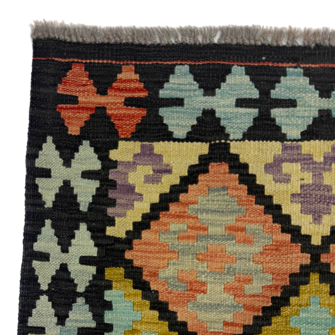 Afghan Vegetable Kilim Rug 2' 8" x 9' 7" Flat-Weave pattern