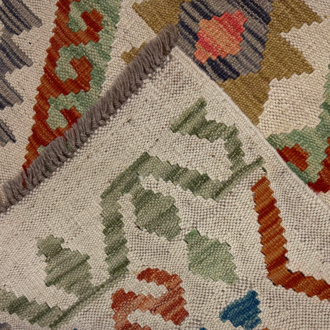 Afghan Vegetable Kilim Rug 2' 9" x 9' 10" Flat-Weave border