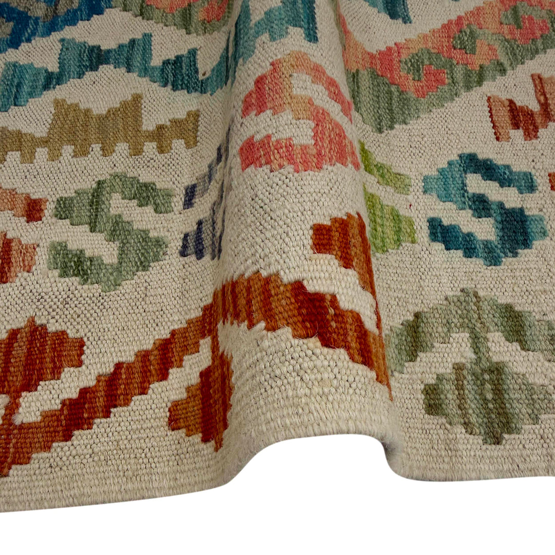 Afghan Vegetable Kilim Rug 2' 9" x 9' 10" Flat-Weave field