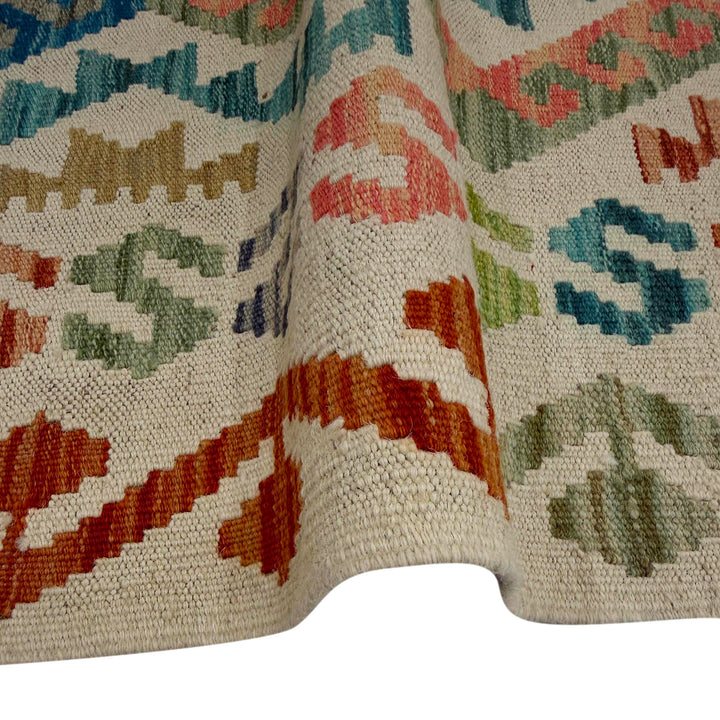 Afghan Vegetable Kilim Rug 2' 9" x 9' 10" Flat-Weave field
