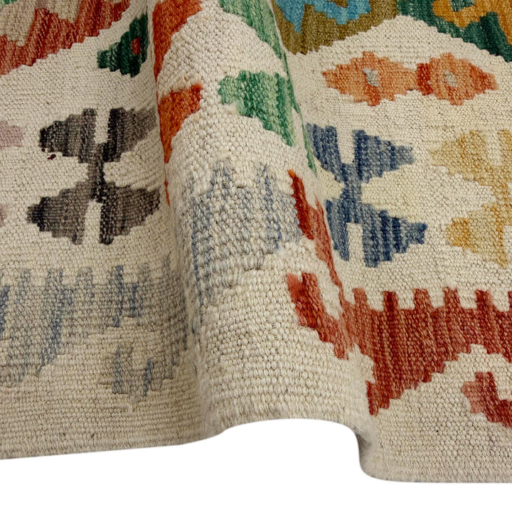Afghan Vegetable Kilim Rug 2' 7" x 9' 9" Flat-Weave field